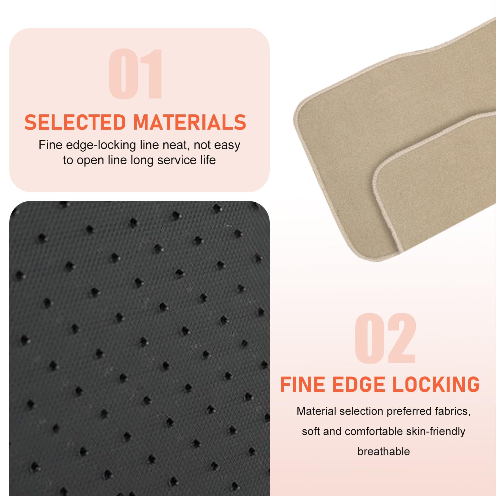 4 PCS Car Carpet Floor Mats 25 59In x 17 12In 11 81In x 17 12In Anti-Slip Durable — view 3