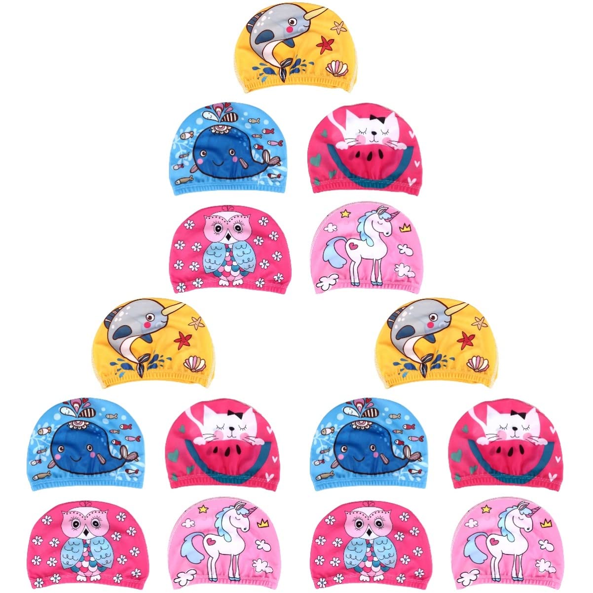 VORCOOL 10 Pz Donne Testa Delicato Confortevole Stampa Premium Adorabile Nuoto Acqua Nuotata Ragazze Cappello Lungo Orecchie Modello Bambini Berretto Multifunzionale Scatola di Copertura
