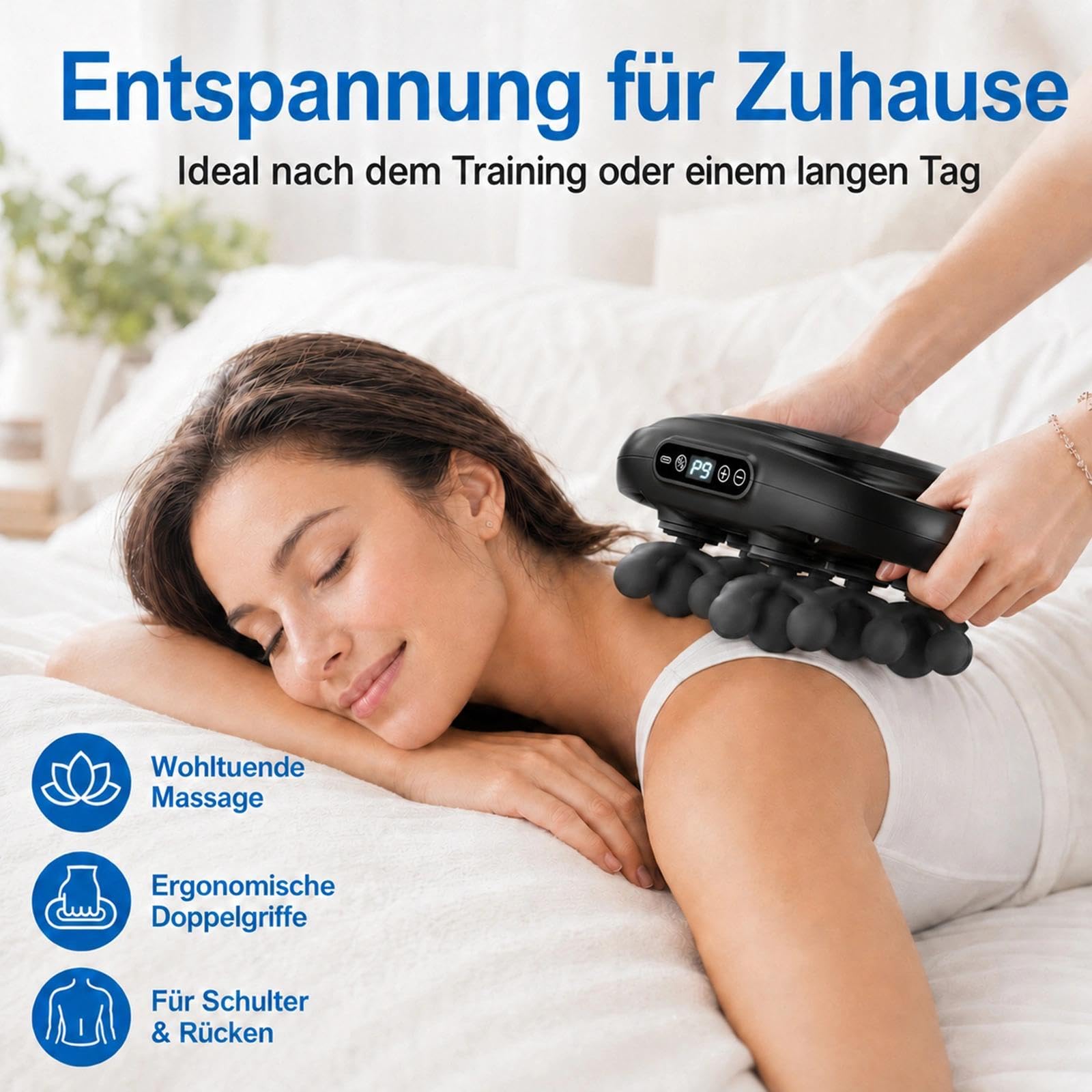 Massagepistole Tiefenwirksames Massagegerät für Rücken, Schultern, Beine, Kopf, Füße, Nacken uvm. Unterstützt Triggerpunkt-Massage, Muskelentspannung,Stosswellentherapie.