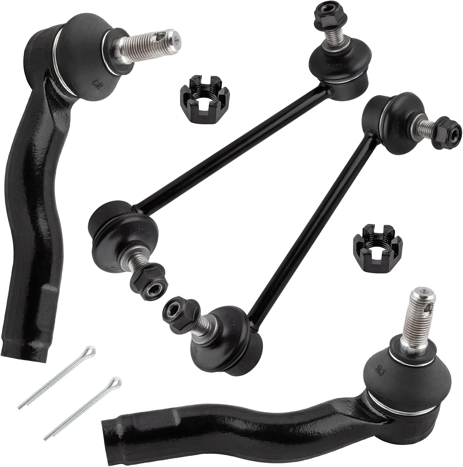 4Pcs Front Suspension Kit Stabilizer Sway Bar Links + Outer Tie Rods End Links Fit For Mazda 6 2003 2004-2008 Sedan Wagon Hatchback 4-Door 3.0L 2.3L Replace# ES800028 ES800027 K80251 K80250