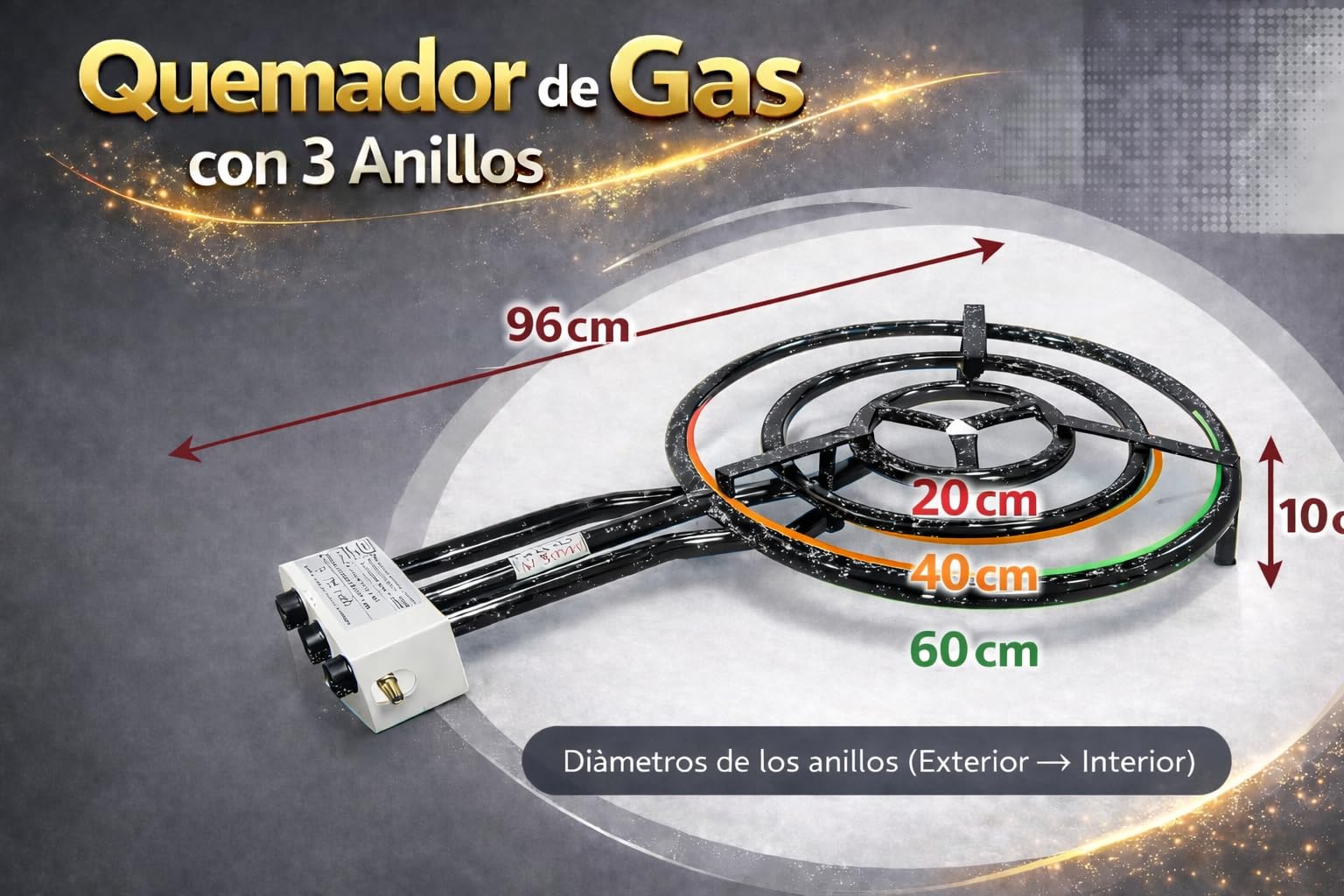 FERRETERIA LEPANTO Quemador paellero gas butano, quemador paellero esmaltado, hornillo paellas, exterior, jardín, camping, acampada (60)