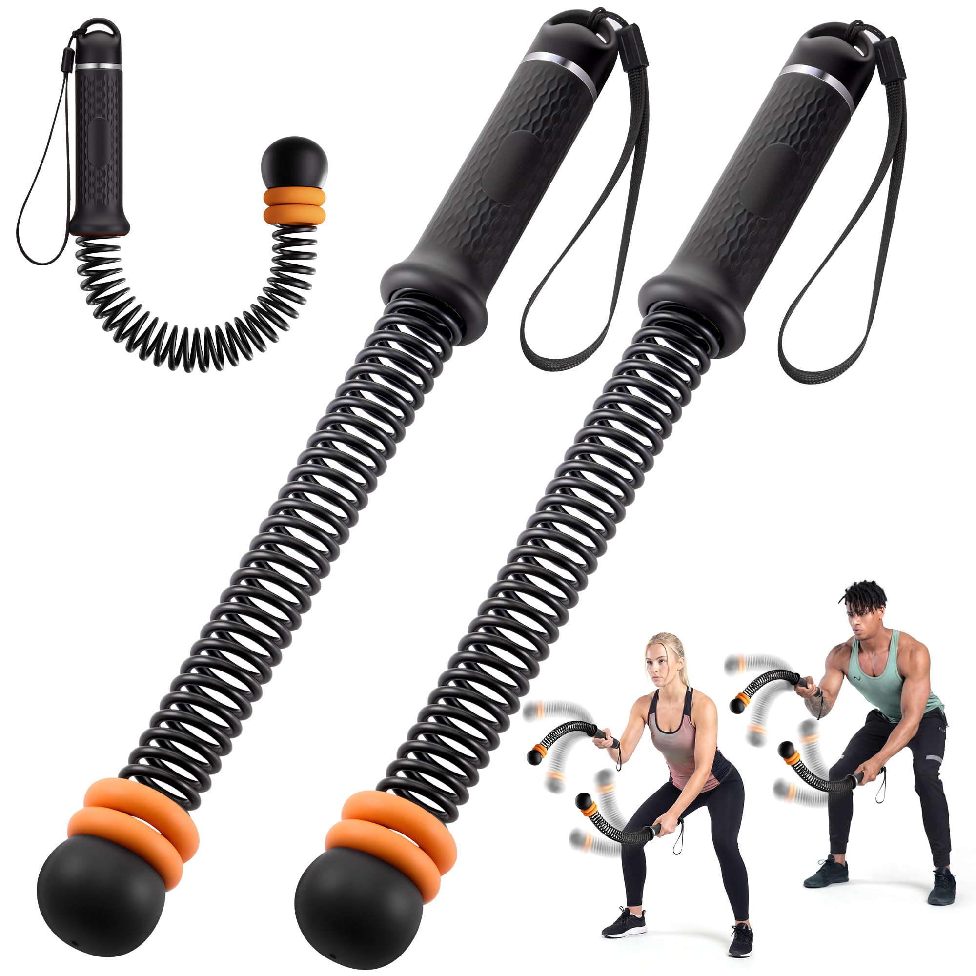 2 cuerdas de batalla sin cuerda con peso mejoradas, resistencia ajustable y cuerdas de batalla portátiles sin cuerda con mango antideslizante, para gimnasio en casa, HIIT, fuerza y entrenamiento