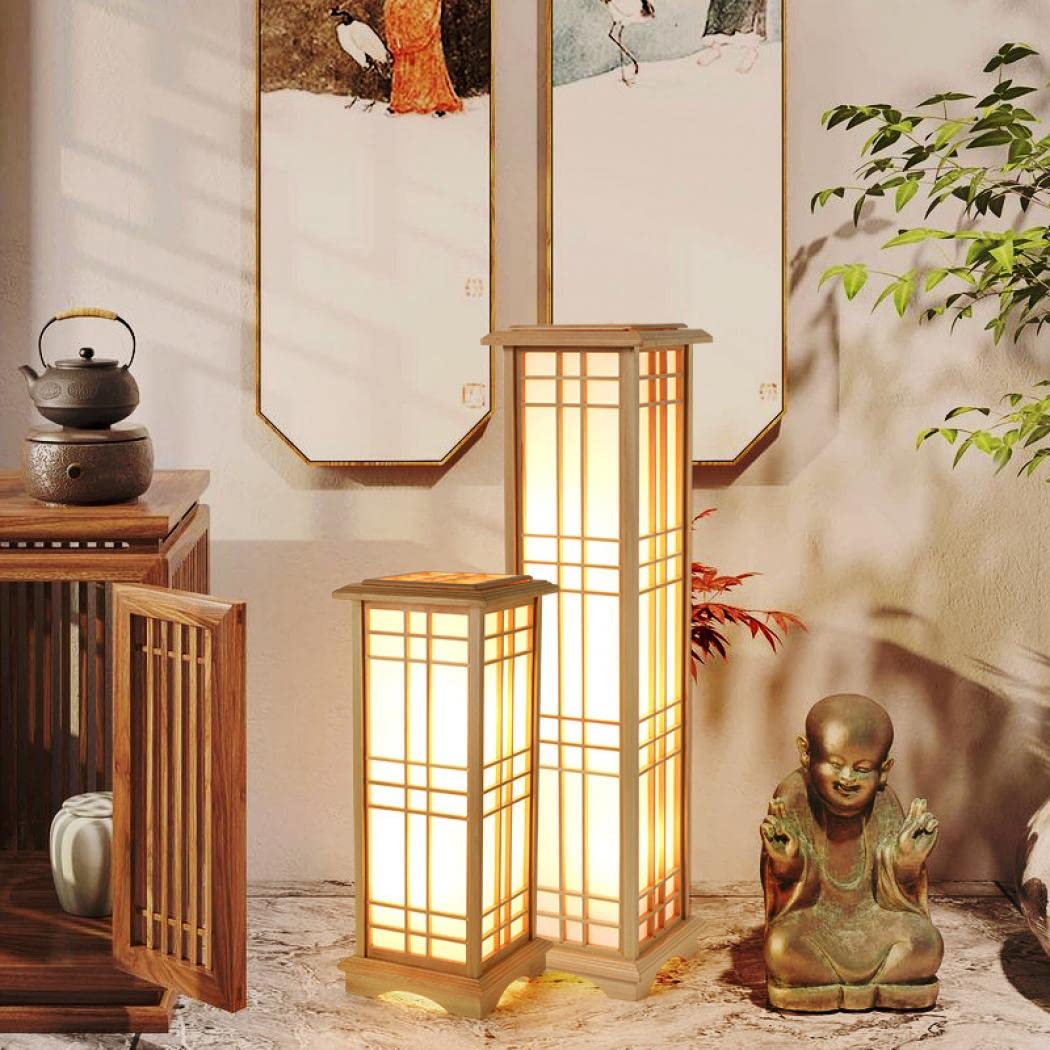 行灯　木製電気スタンド　フロアランプ　和室　和モダン Amazon.co.jp : スタンドライト 木製 フロアスタンド 和風フロアライト