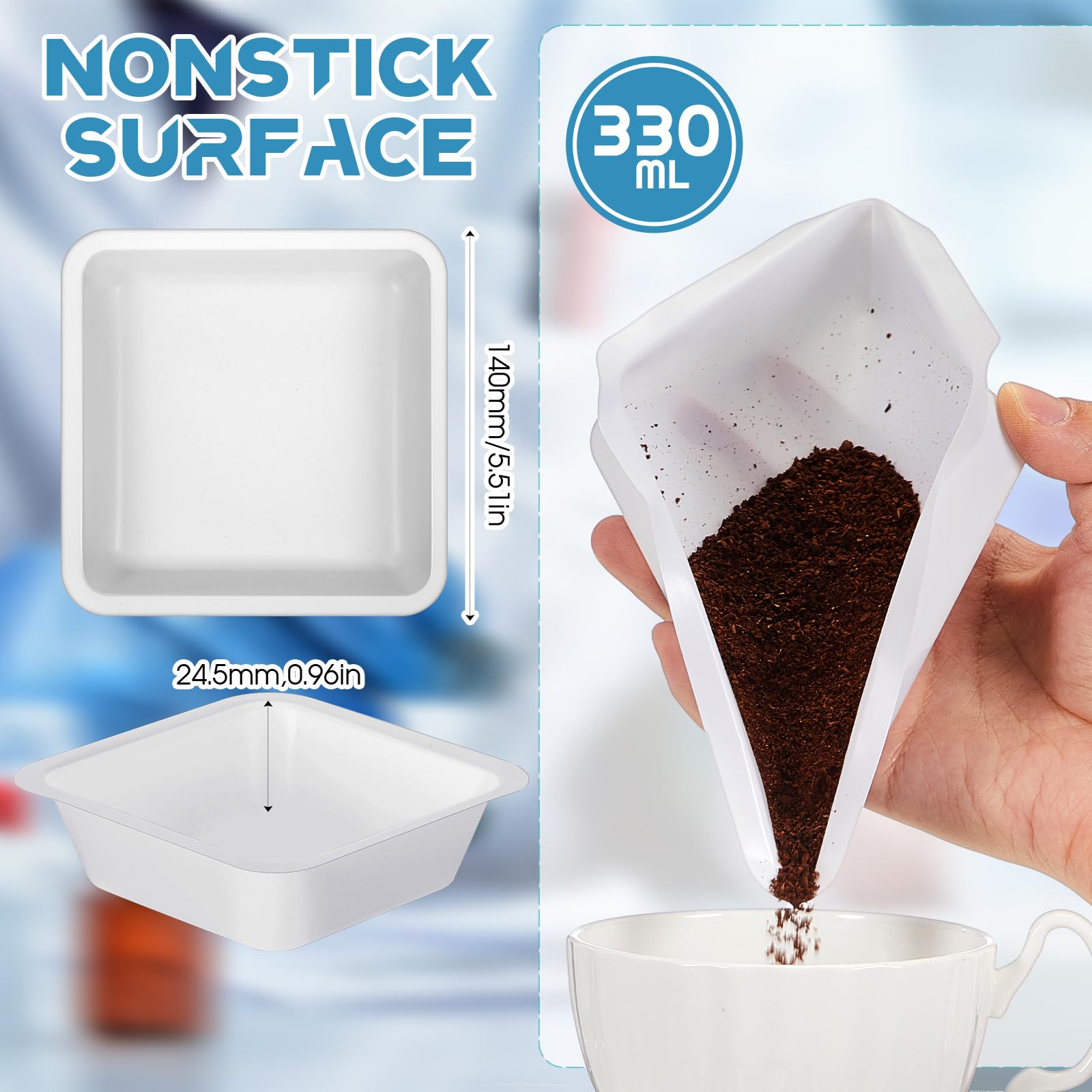 Sherr Paquete de 500 botes de pesaje de 330 ml a granel, antiestáticos, blancos, bandejas de pesaje cuadradas de plástico fáciles de verter para llenar cápsulas, plato de laboratorio, polvo, líquido