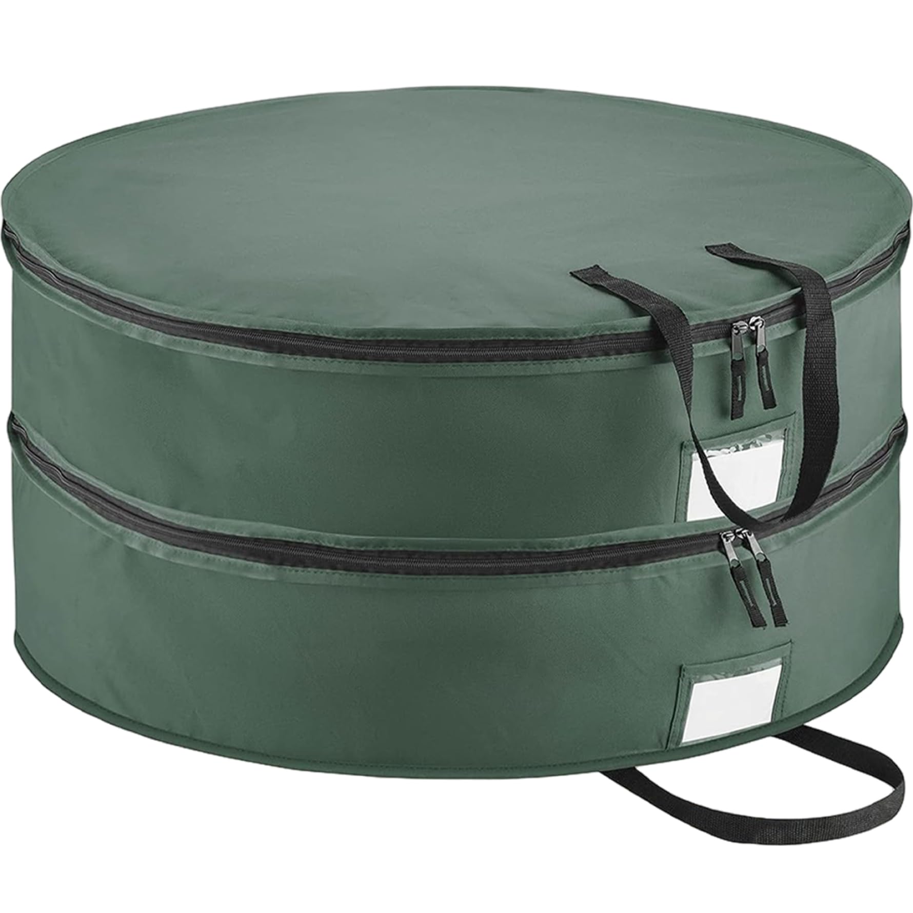 Borsa porta ghirlande Contenitore porta ghirlande natalizie rotondo a doppio strato con manico e doppia cerniera Impermeabile 600D 30 pollici Verde