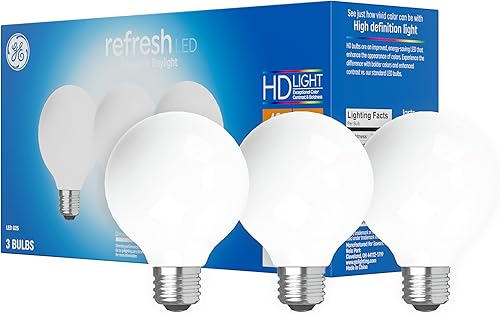 GE Lighting 36948 Bombilla de acabado transparente Refresh HD regulable G25 Globo decorativo 4.5 (reemplazo de 40 W)