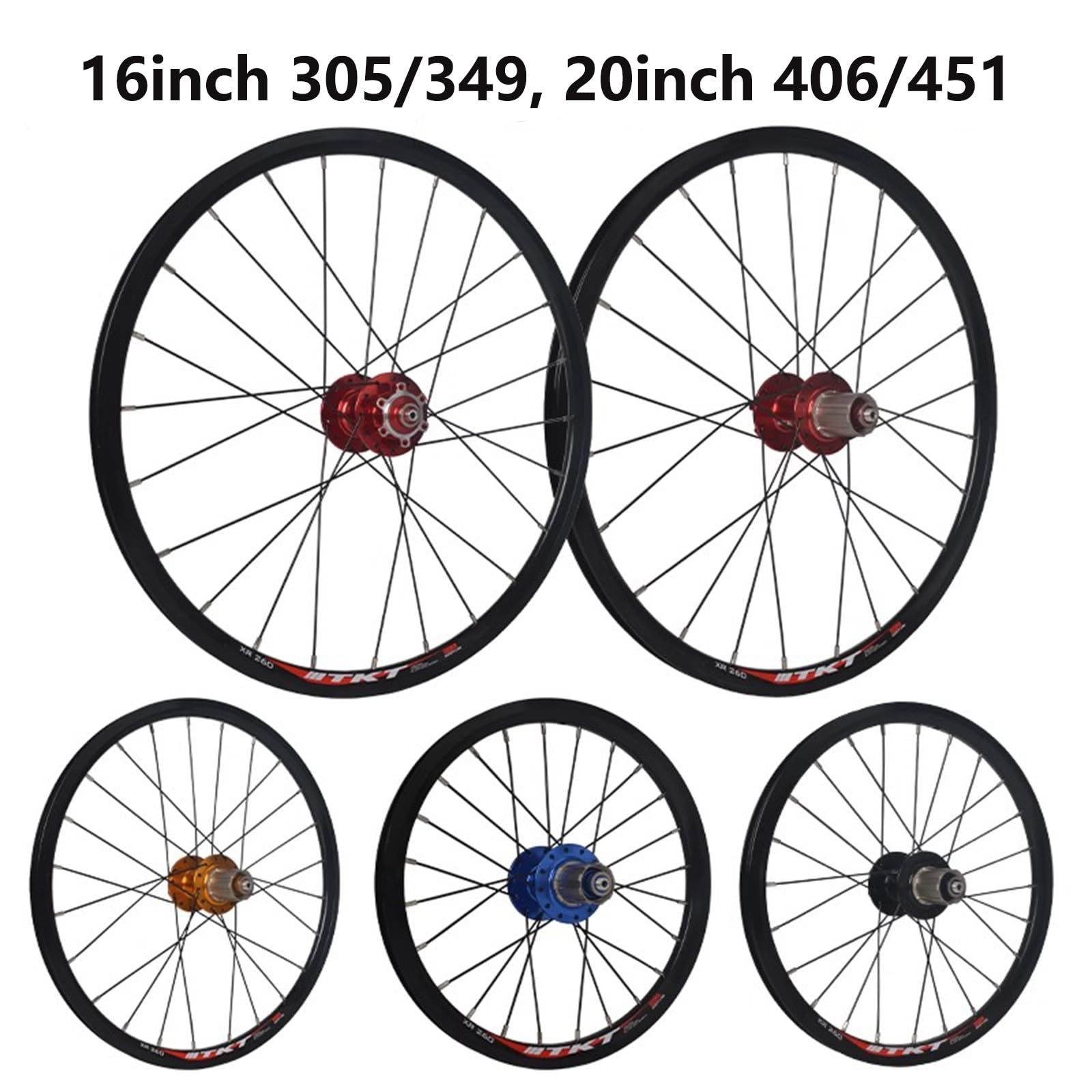 Juego De Ruedas Para Bicicletas Plegables Ruedas BMX De 16/20 In Freno De Disco Liberación Rápida Llanta Doble Capa Llantas De Aleación De Aluminio Delantera 100 Mm Trasera De 135 Mm 8/9/10/11 Velocid