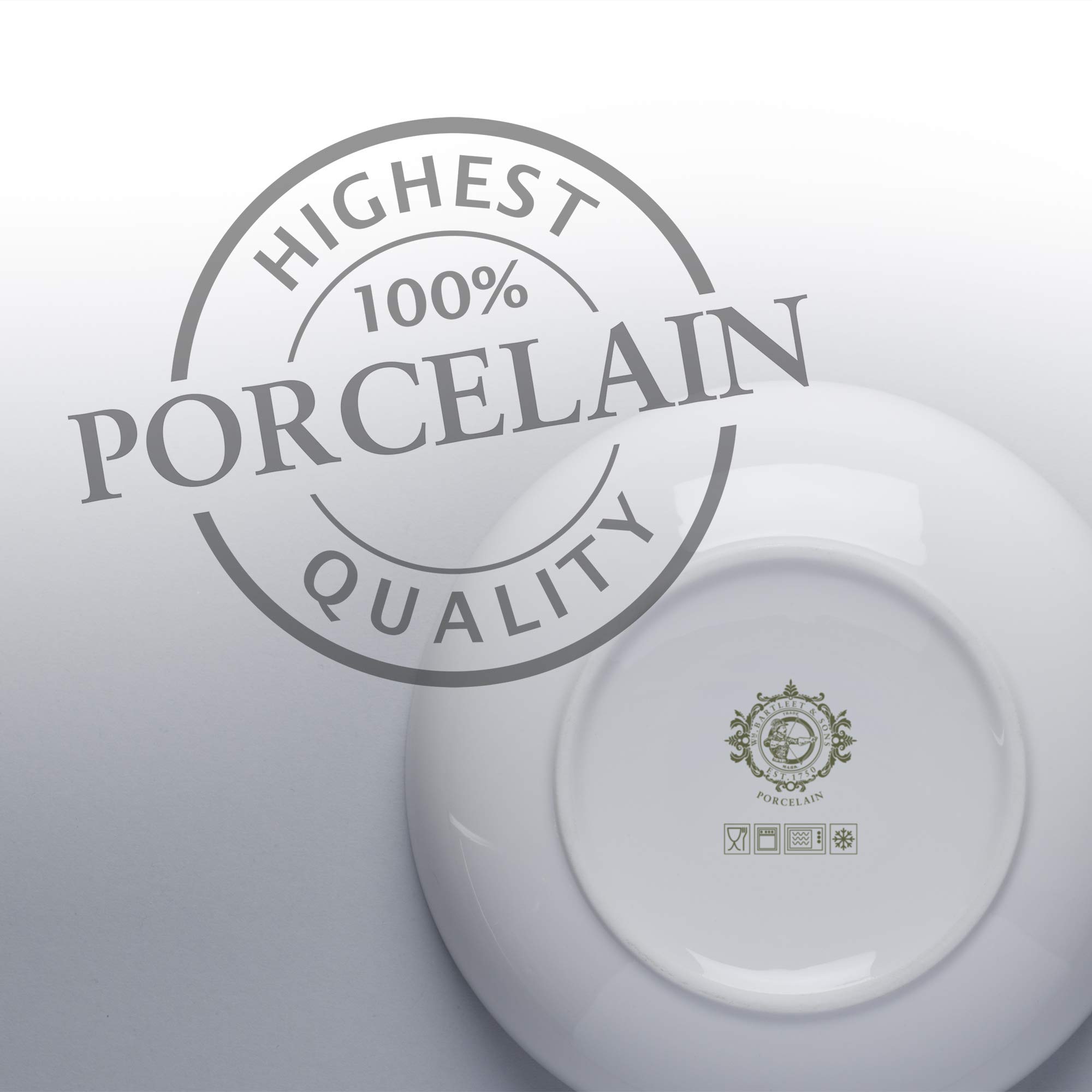 WM Bartleet & Sons 1750 TSET124 Juego Tradicional de 4 Sopa Individual de Porcelana, Cereal, Arroz, fideos, Ensaladera Cuenco, 18cm - Blanco