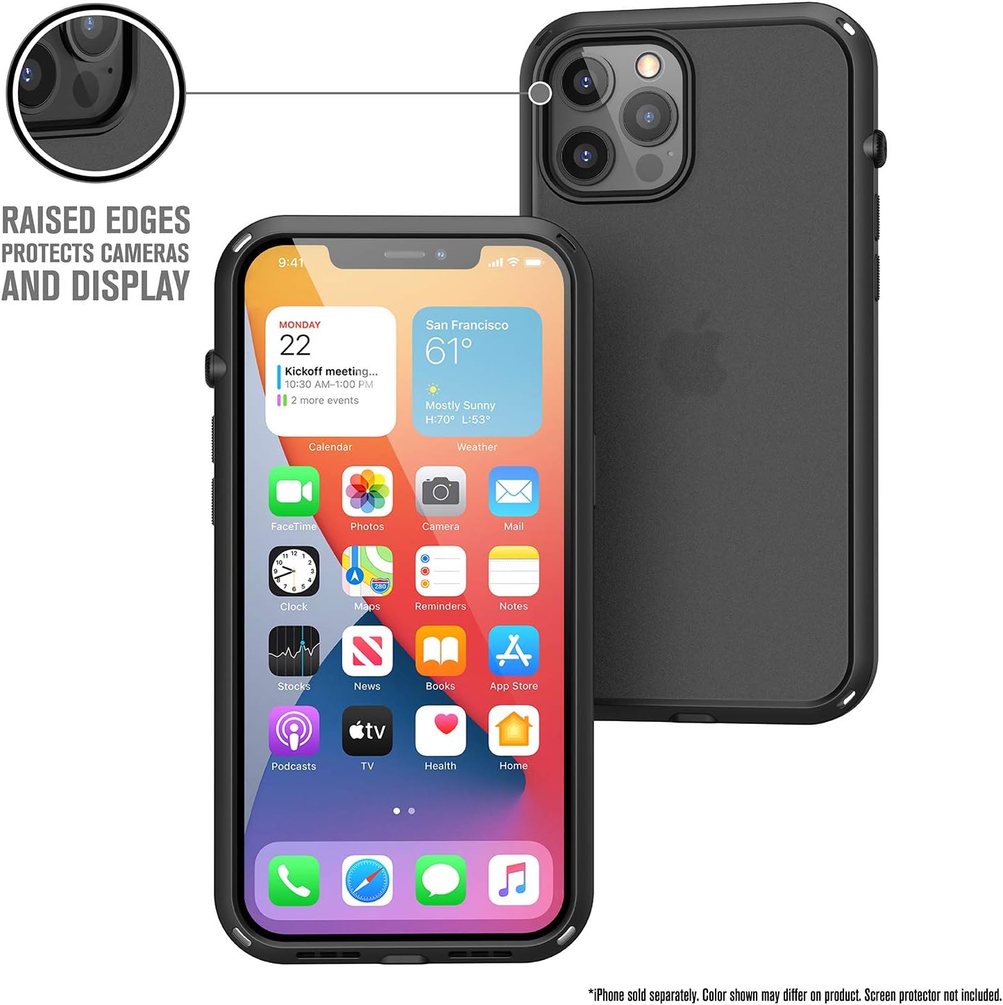 Catalyst Influence Series Case Designed for iPhone 12/12 Pro, Patented Rotated Mute Switch, 10ft Drop Proof, Crux Accessories Attachment System – Tactical Black