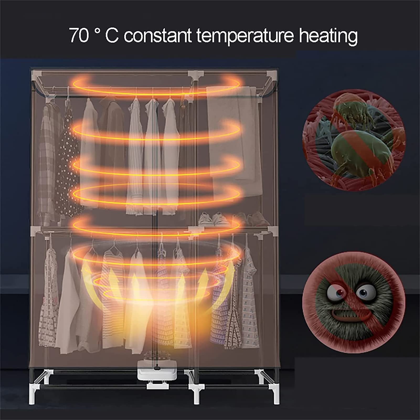 2 Capas secador de Ropa con calefacción eléctrica Estante, se Seca usando el Ventilador de Aire Caliente, Temporizador de 180 Minutos, Pronto Armario de Secado de Ropa con calefacción, Carga 30KG