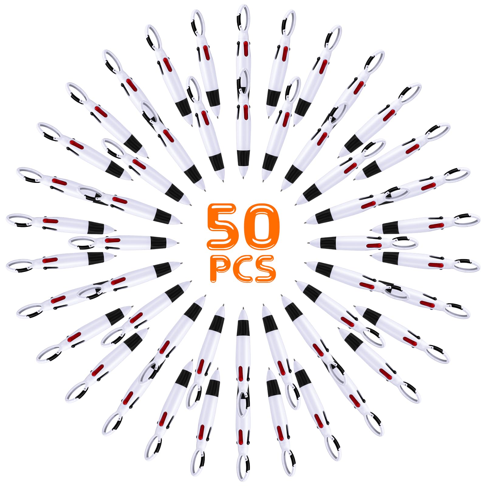 Sayglossy 50 bolígrafos retráctiles 4 en 1 con hebilla en la parte superior, pequeños bolígrafos multicolor para suministros de oficina escolar, estudiantes, enfermeras, regalo