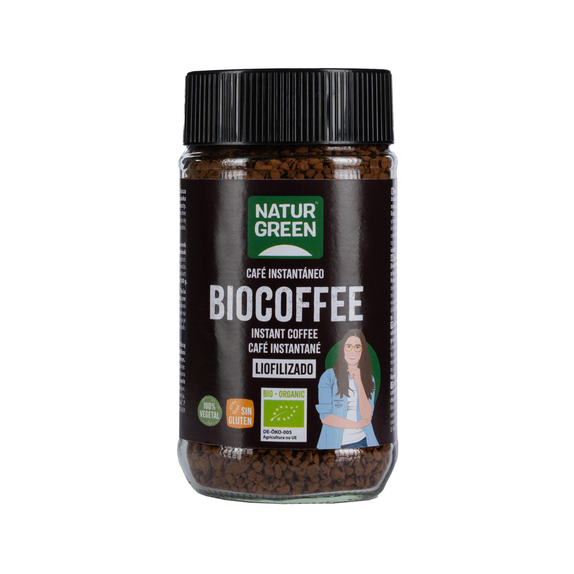 NaturGreen - Biocoffee Instant, Pack 6 x 100 g, Café Soluble Instantáneo, Vegano