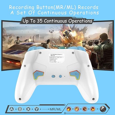 وحدة تحكم بلوتوث للتبديل/ماك/PC/البخار/الهاتف المحمول/iOS/Android//TV/iPad/Table/Apple Arcade MFi Games، تبديل وحدة التحكم الاحترافية لاسلكيًا مع حركة مزدوجة قابلة للتعديل، Turbo، Macros، 6-Axis، استيقظ على الأسطورة السوداء: Wukong (أسود) (أرجواني) (أزرق أبيض فاتح)
