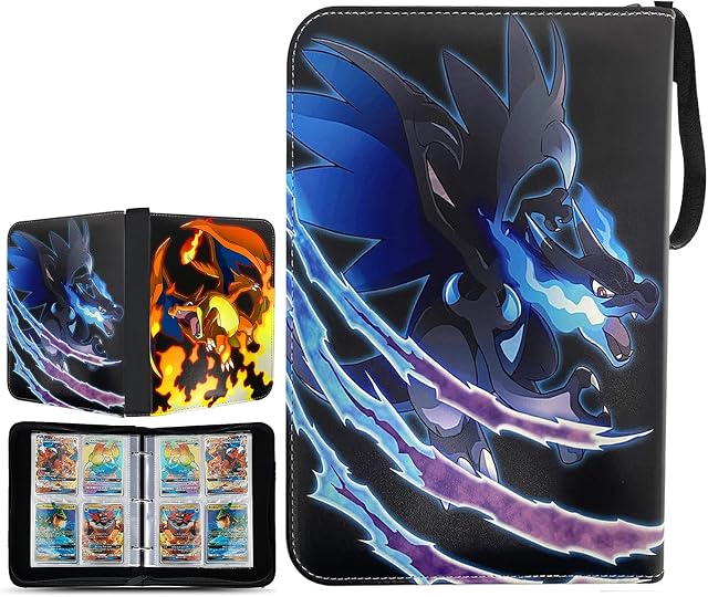 Trading Card Binder, 9-Pocket Trading Card Games Collection Binder Case Book Fits 900 Cards With 50 Removable Sleeves for Boys Girls Collectors Sports Game Card