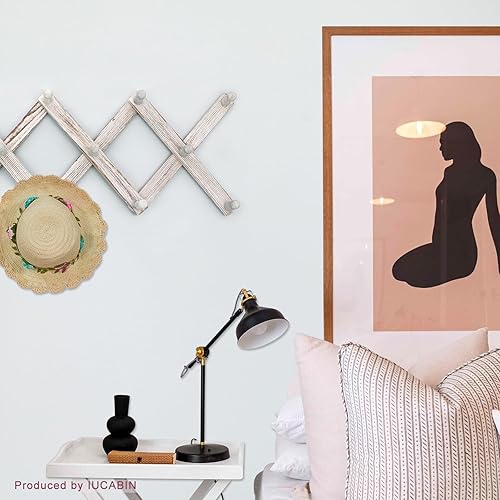 Miniatura 4 de Perchero de pared de acordeón de madera expandible para colgar en la pared, para colgar en la pared, abrigo, sombrero, bolsa, chaqueta, bufanda,