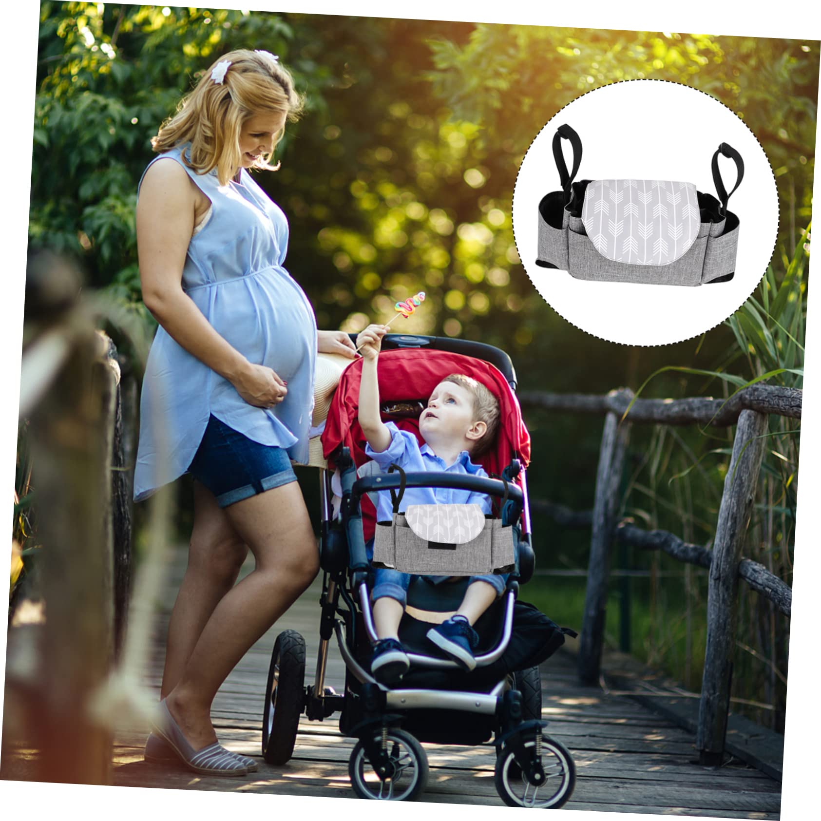 ibasenice 2pezzi Organizer Per Carrozzina Multiuso Con Portabicchieri e Tasche Per Pannolini Sacchetto Chic Per Passeggini e Pram Soluzione Di Stoccaggio Leggera e Resistente