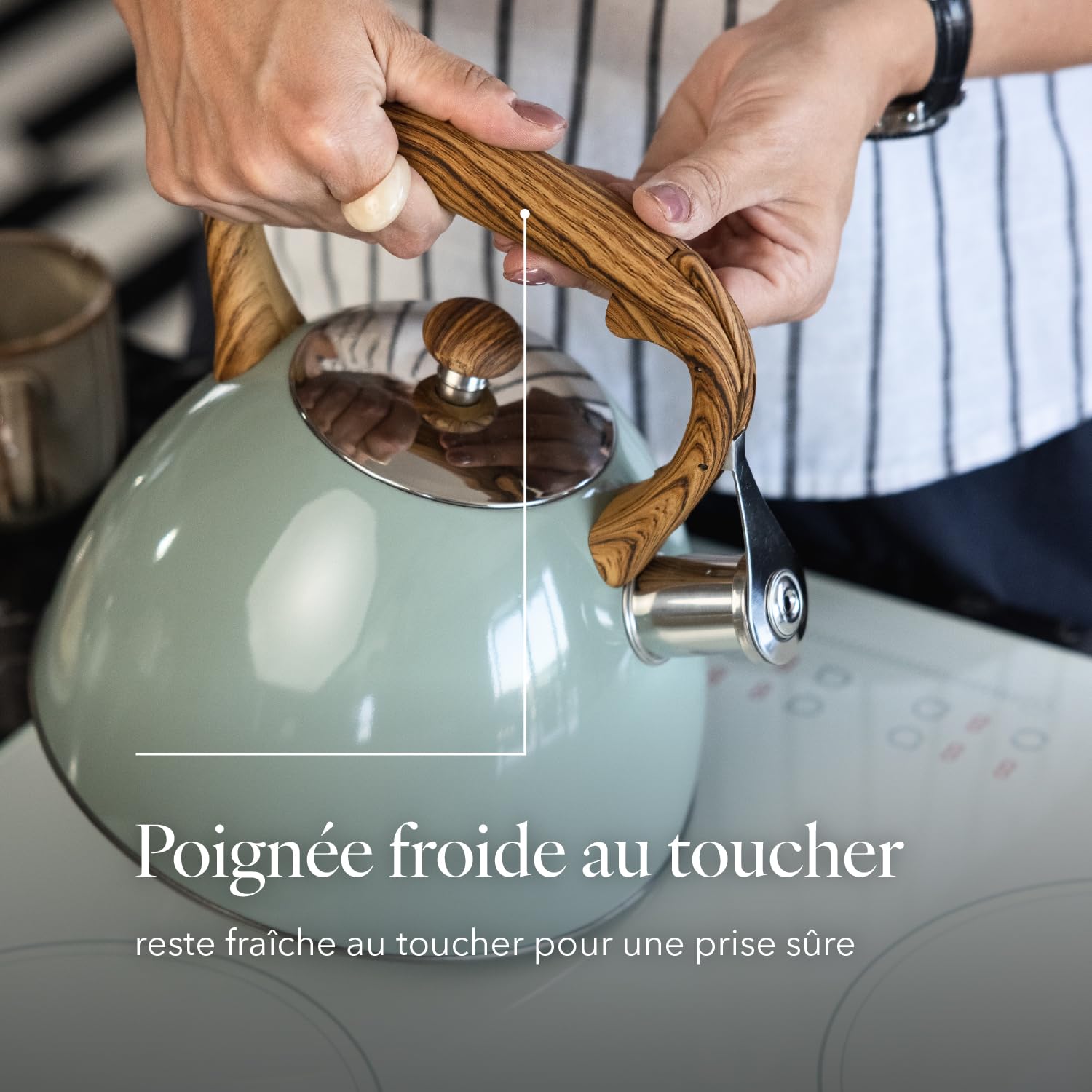 Bouilloire Inox 2,5 L Sifflante FLORINA FRANK Vert Mat Non Électrique Induction Gaz