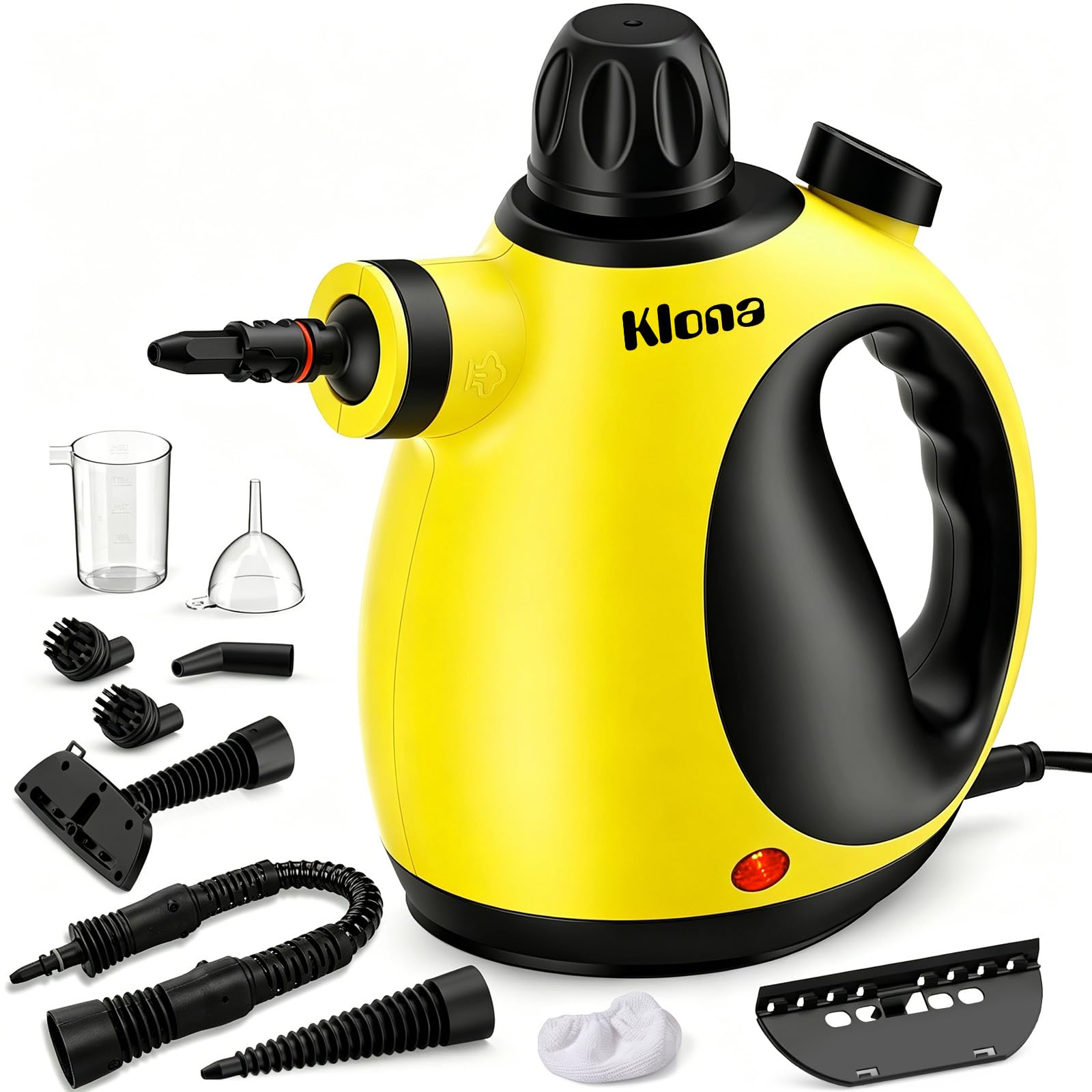 KLONA Limpiador de vapor portátil, vaporizadores de mano para limpiar el hogar, multiusos - Kit de accesorios de 10 piezas para sofá, tapicería, alfombras
