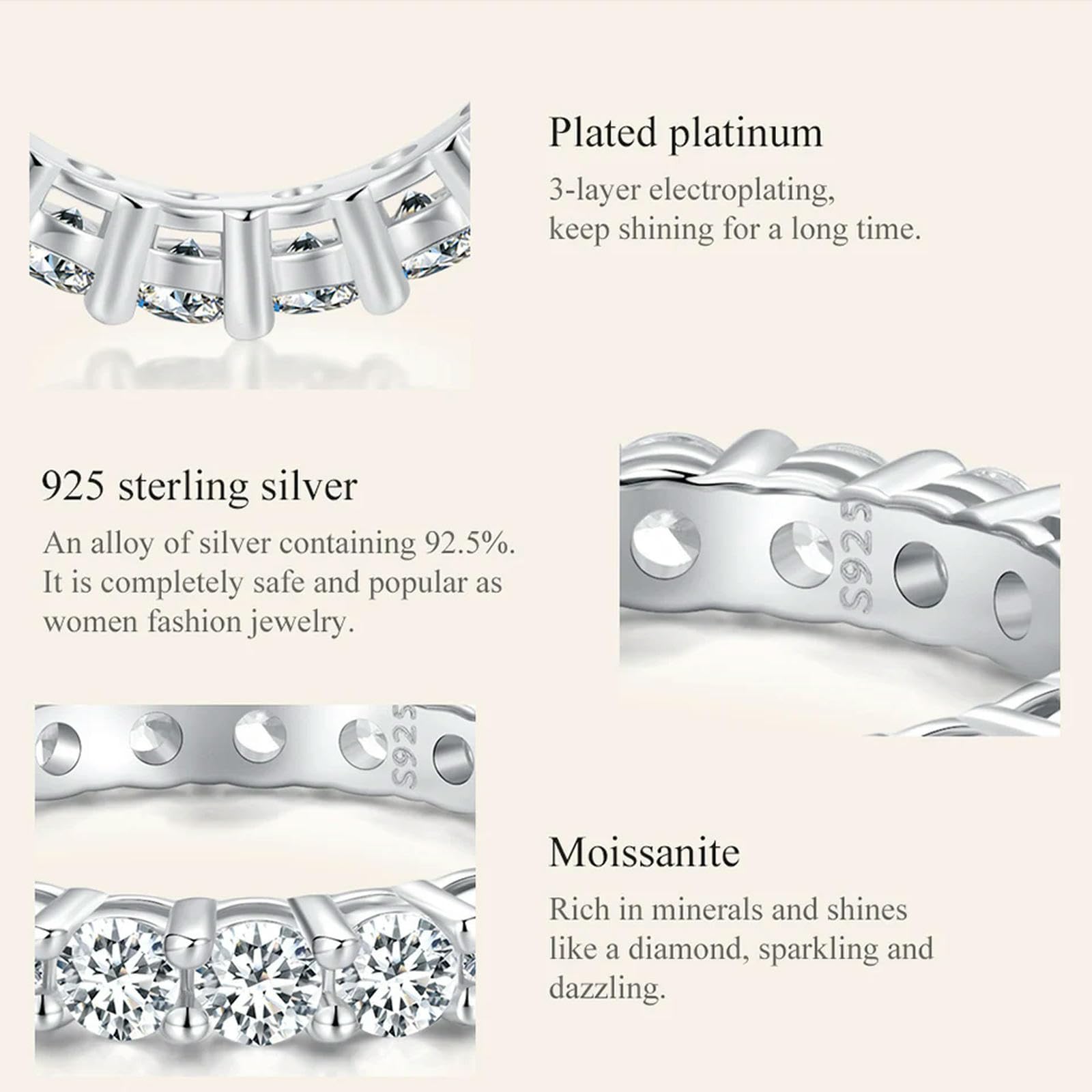 Moissanit-ring, Ewigkeitsring Für Damen, 925er Sterlingsilber, Diamant-ehering, Verlobungsring