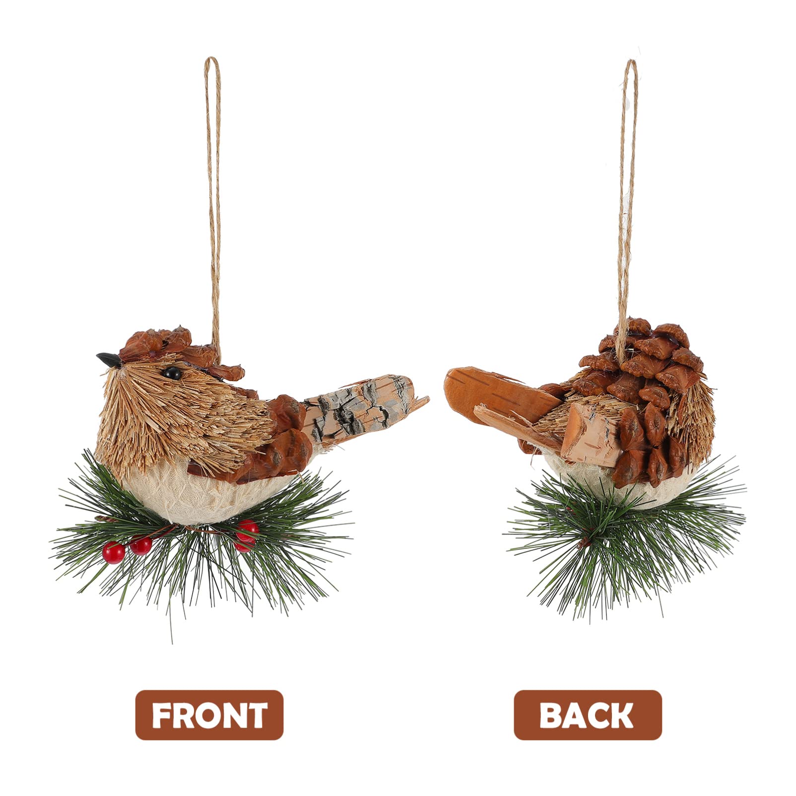 Zerodeko 3 Pz Ciondolo uccellino di paglia colibrì arredamento figurine cinciallegra pappagallo Halloween ciondolo appeso di Natale ornamento da appendere alla festa paglia di legno
