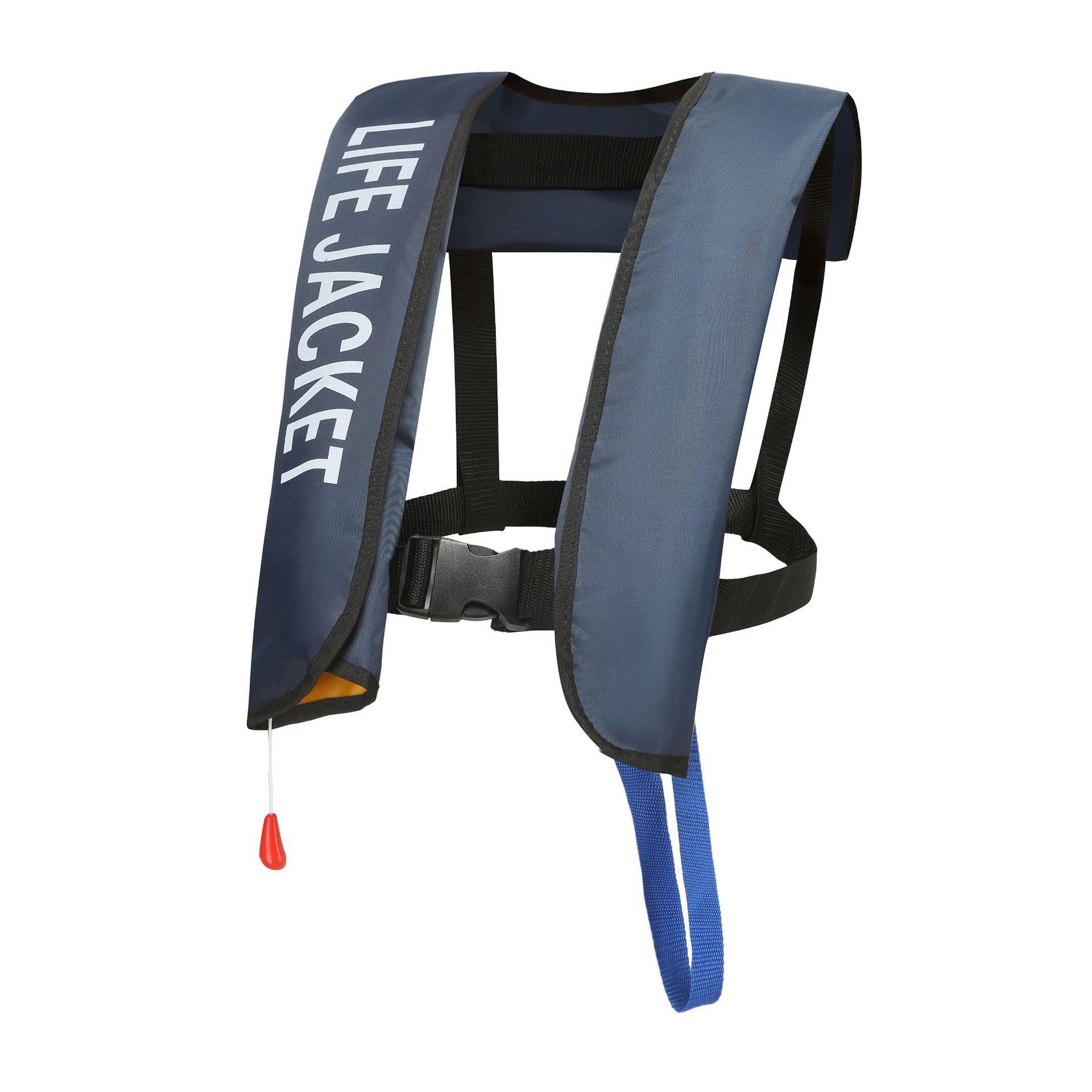 Giubbotti di salvataggio gonfiabili automatici senza cilindro, forte assistenza professionale 150 n, con trachea e gilet per kayak, spiaggia, snorkeling, blu navy