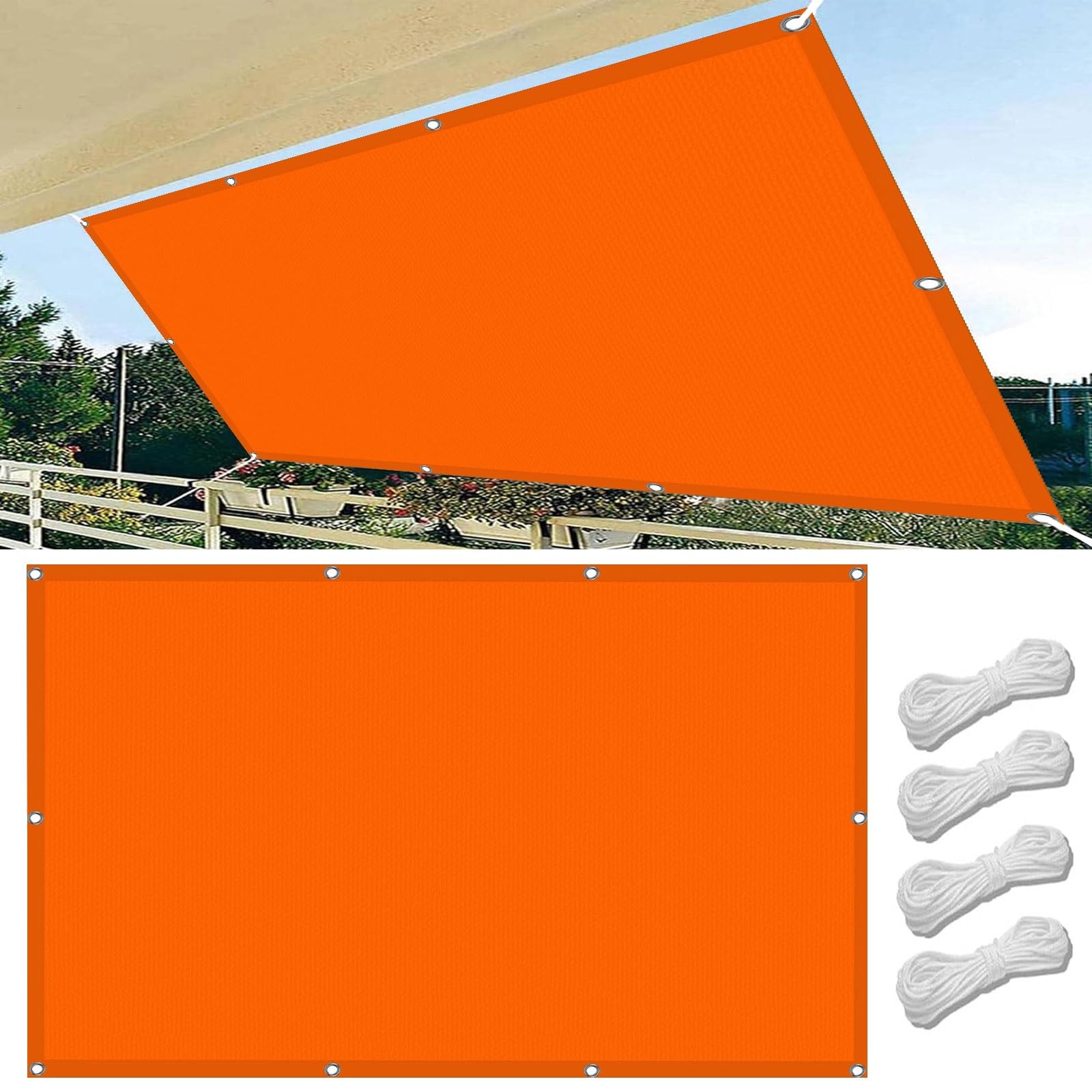 Voile d'ombrage rectangulaire 2.5x3m orange pour créer un coin de fraîcheur sur votre terrasse
