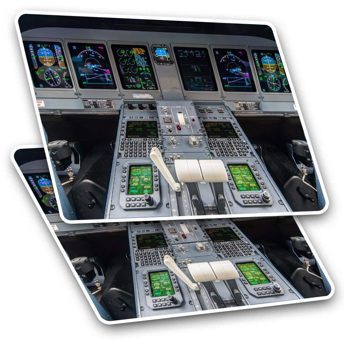 Destination Vinyl Ltd Multi Rectangle Stickers(Set Of 2) 7.5Cm - Airplane Cockpit Aircraft Pilot Fun Decals For Laptops,Tablets,Luggage,Scrap Booking,Fridges, #15658