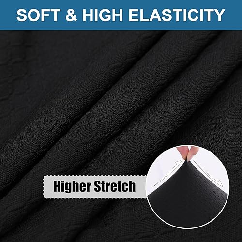 Miniatura 2 de smiry Stretch Jacquard Seat Covers for Dining Room Chairs Set of 4, Removable Washable Chair Seat Protector Slipcovers, No Rear Covers, Black