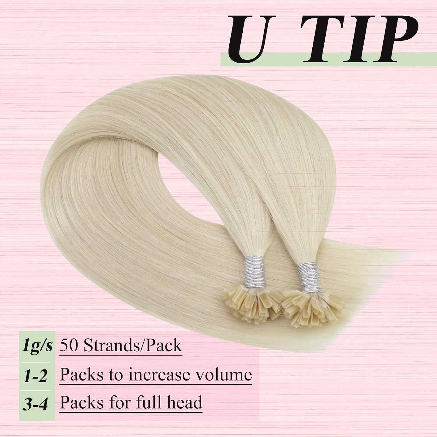  U Tip Hair Extensions Human Hair Blonde Utips Hair Extensions Platinum Blonde Keratin Hair Extension for Short Hair K Tip Hair Extension Real Human Hair for Thin Hair 14 Inch 40g 50 Strands thumbnail