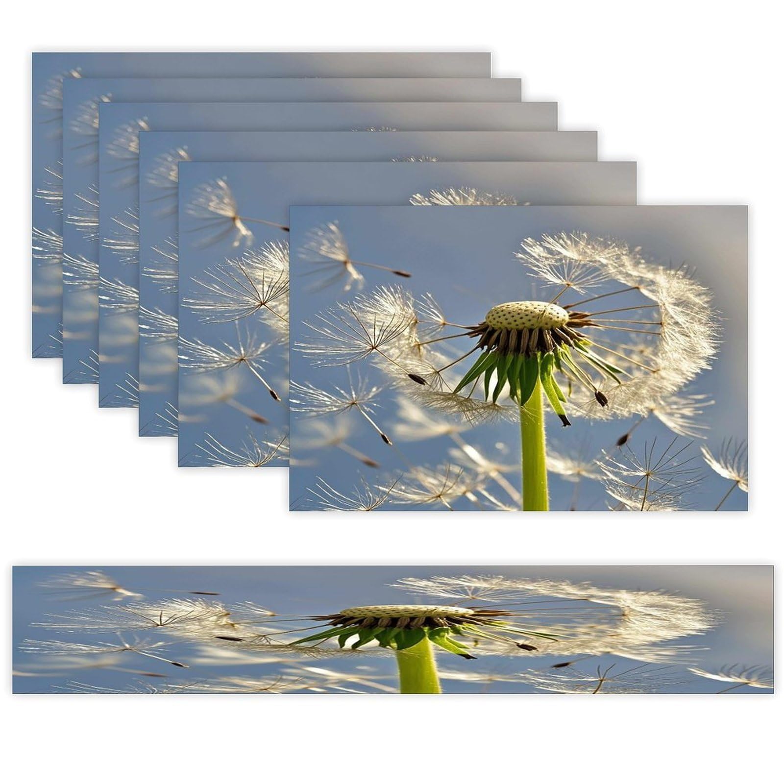 Dandelion Table Runner and Placemats Set of 6 Heat Resistant Washable Linen Place Mats Farmhouse Long Table Runner Xmas Kitchen Table Mats Art Dining Table Decor for Daily Use