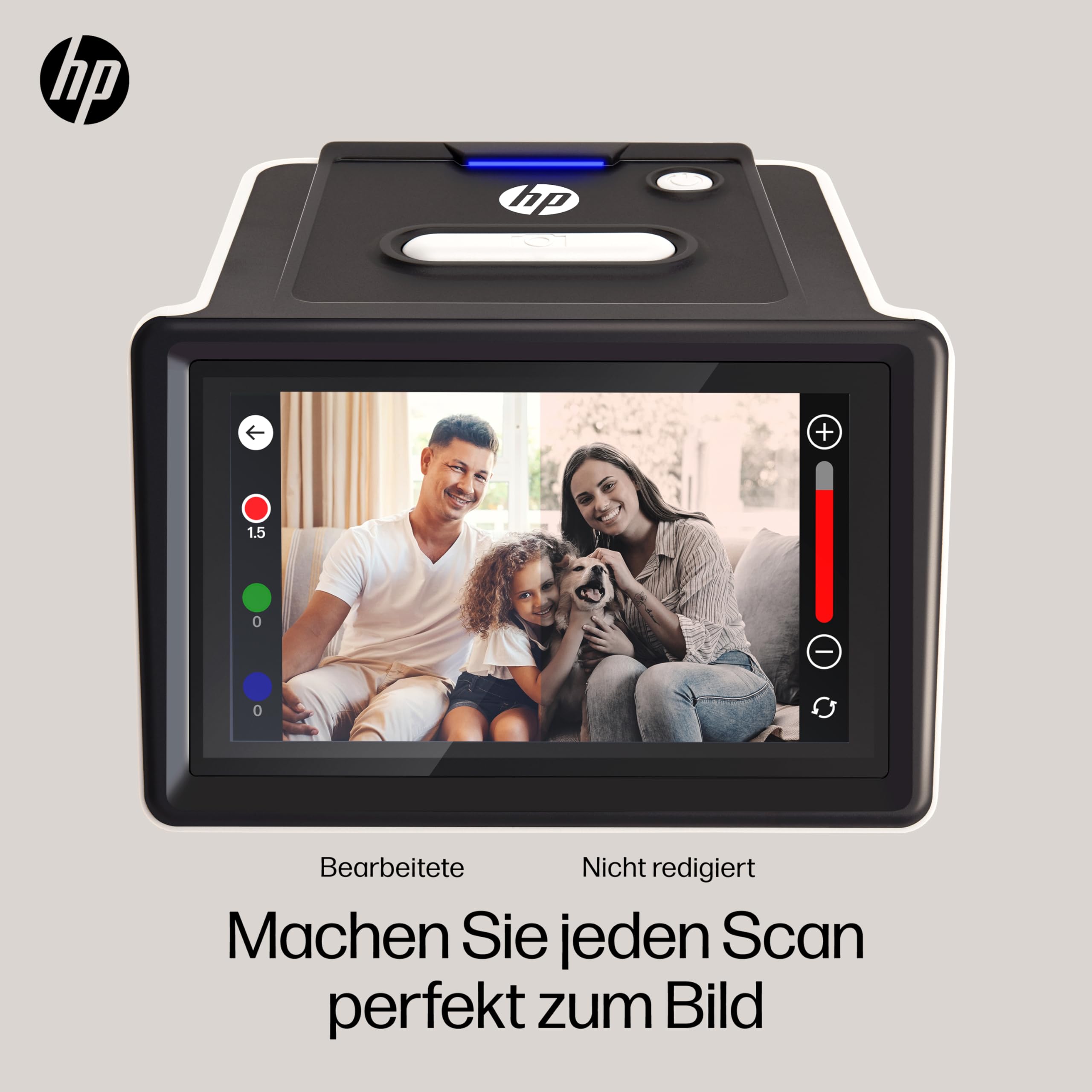 HP FilmScan Touchscreen-Film- und Diascanner mit 5-Zoll-LCD-Bildschirm, wandelt Negative und Dias schnell in Digitale 22-MP-JPEG-Fotos um, kompatibel mit 135er-, 126er- und 110er-Filmen und -Dias
