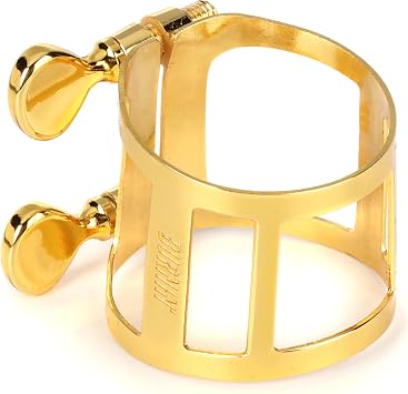 BetterSax Burnin Tenor Saxophone Ligature 24k Gold-Plated Brass, Designed by Peter Jessen Fits Standard Hard Rubber & Slim Bari Mouthpieces Fast Response, Balanced Tone, Includes Cap & Pouch
