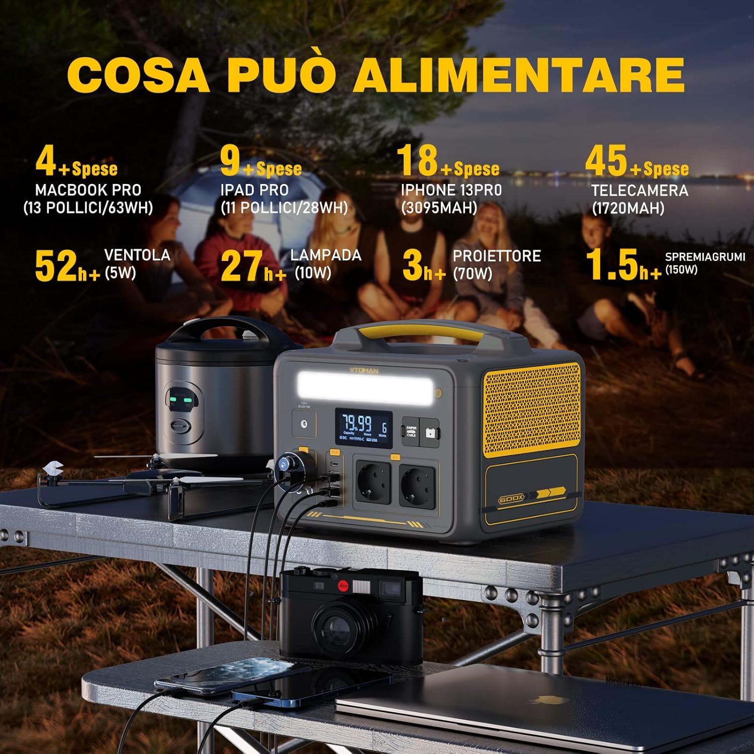 VTOMAN Jump 600X Portable Power Station 600W/299Wh LiFePO4 Battery | Power Station Solar Generator, Expandable Capacity to 939Wh, for Camping, Emergency, Travel