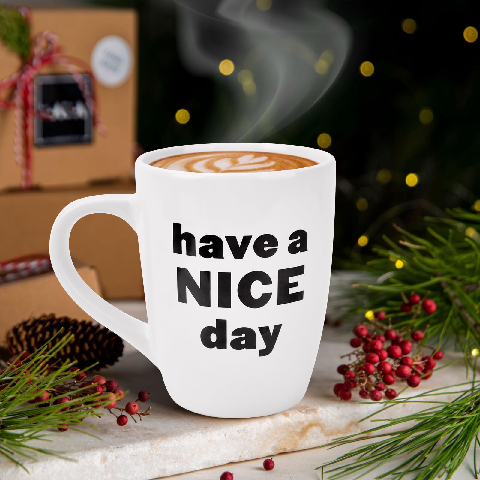 Funny White Elephant Coffee Mug – “Smile It's A Beautiful Day” With Hidden Middle Finger Design