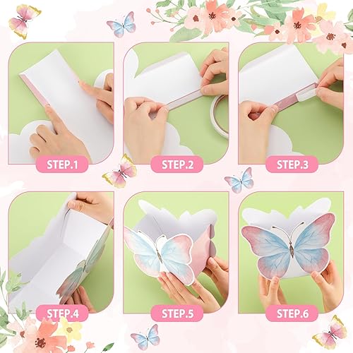 Miniatura 7 de Fuutreo 6 centros de mesa de mariposa para baby shower, cumpleaños, fiesta de té, decoración de mesa de mariposa, centros de mesa de té para mesas,