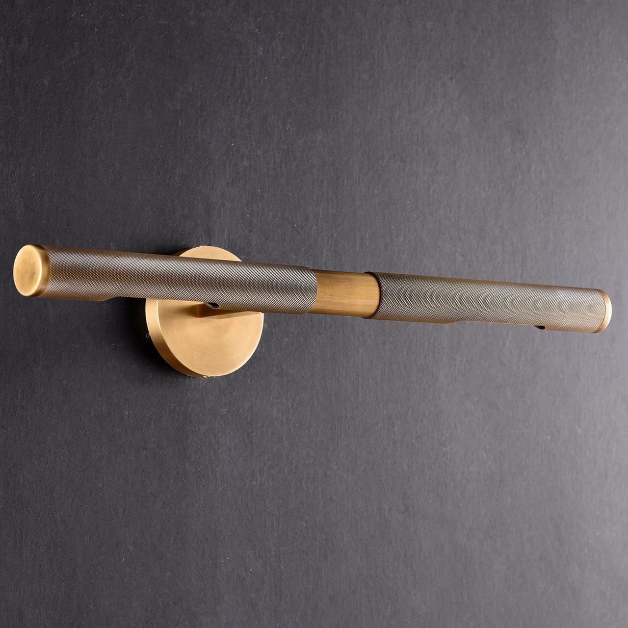 23 Inches Brass Picture Light, 360°Rotatable Knurled Texture Decorate Brass Wall Sconce, Vanity Lighting for Bedroom, Bathroom, Antique Brass Finished