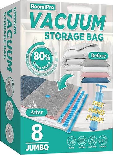 Bolsas de almacenamiento al vacío con bomba eléctrica, paquete de 20 (3 jumbo3 grande7 mediano7 pequeño), bolsas ahorradoras de espacio con bomba,
