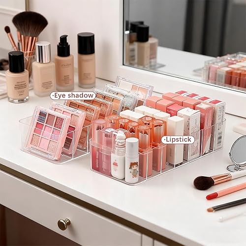 Miniatura 7 de Organizador de maquillaje acrílico transparente, organizador de baño de 7 secciones para cajón, vitrinas de cosméticos, resaltadores de rubores,