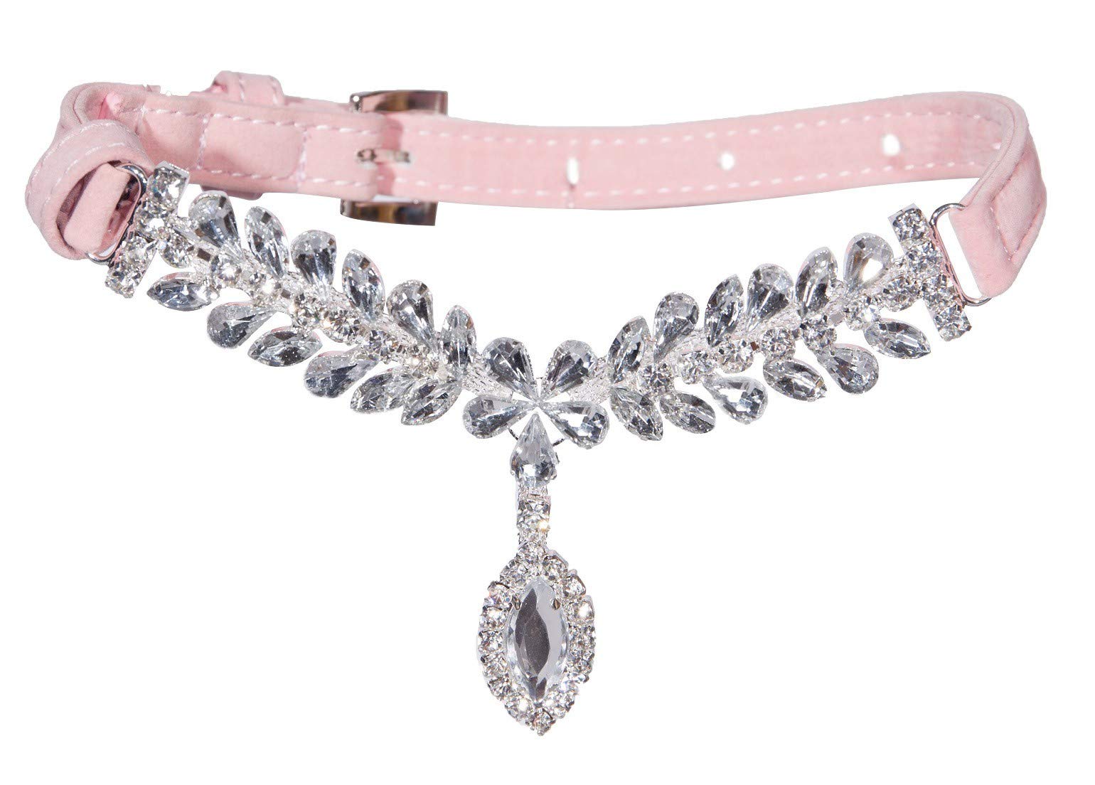 Collier pour Chien Luxe Cannois Rose - Tour de cou ajustable 20-25 cm pour petit chien élégant