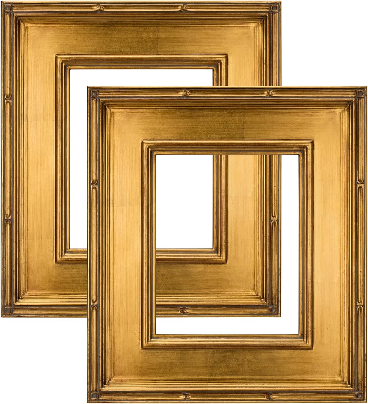 Museum Plein Aire Ornate Picture Frame - 8x10", Set of 2 Gold Leaf Oil Painting Frames | Hand Leafed High-End Antique Style Frames | Open Back Frames with No Glass or Backing Gold Leaf 8x10"