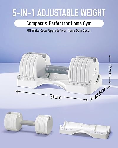 Miniatura 6 de BYZOOM FITNESS Mancuerna ajustable de 12.525 libras, juego de 2 unidades o una sola unidad, entrenamiento con pesas, fitness, ejercicio,