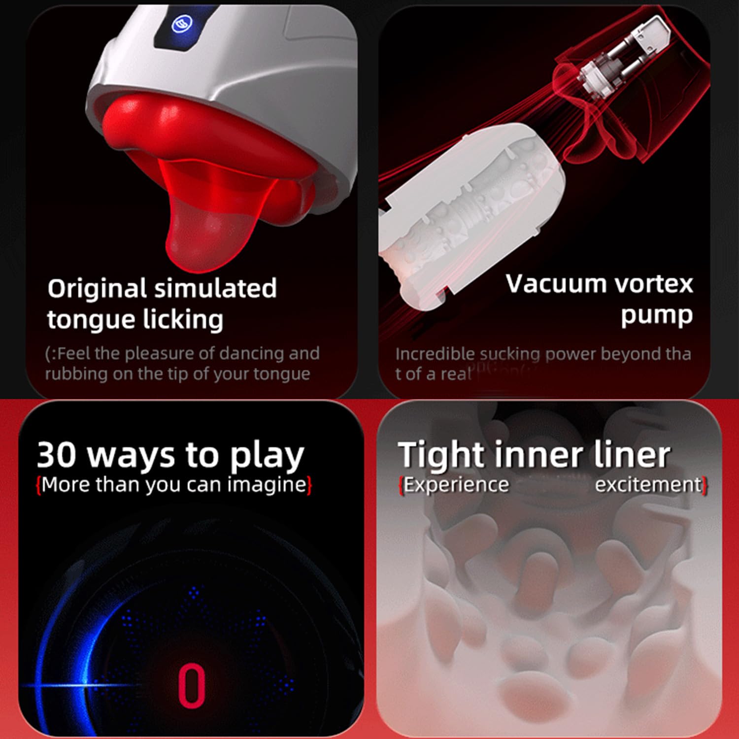 Masturbatore maschile a mani libere con aspirazione realistica e movimento della lingua a 360°, 10 modalità di vibrazione, sincronizzazione vocale, design impermeabile (Piccolo)