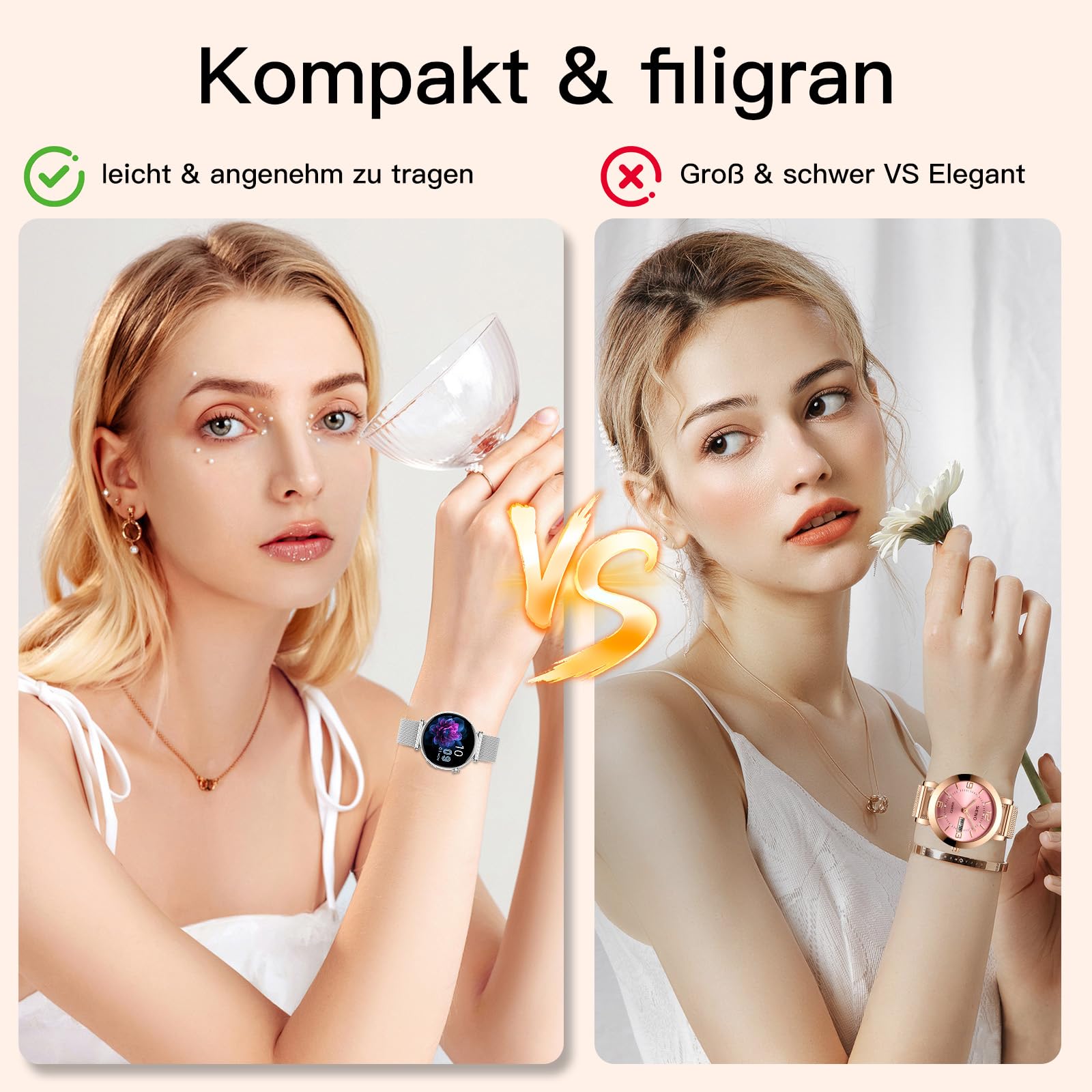 2026 Neu Smartwatch Damen mit EKG/Blutdruckmessung/Schlaf, 1,32"AOD Klein Runde Gesundheitsuhr mit AI-Zifferblatt &AI-Smart-Q&A,Bluetooth Anrufe/SpO₂/Puls/HRV/BMI/Stress/Menstruationszyklus Fitnessuhr