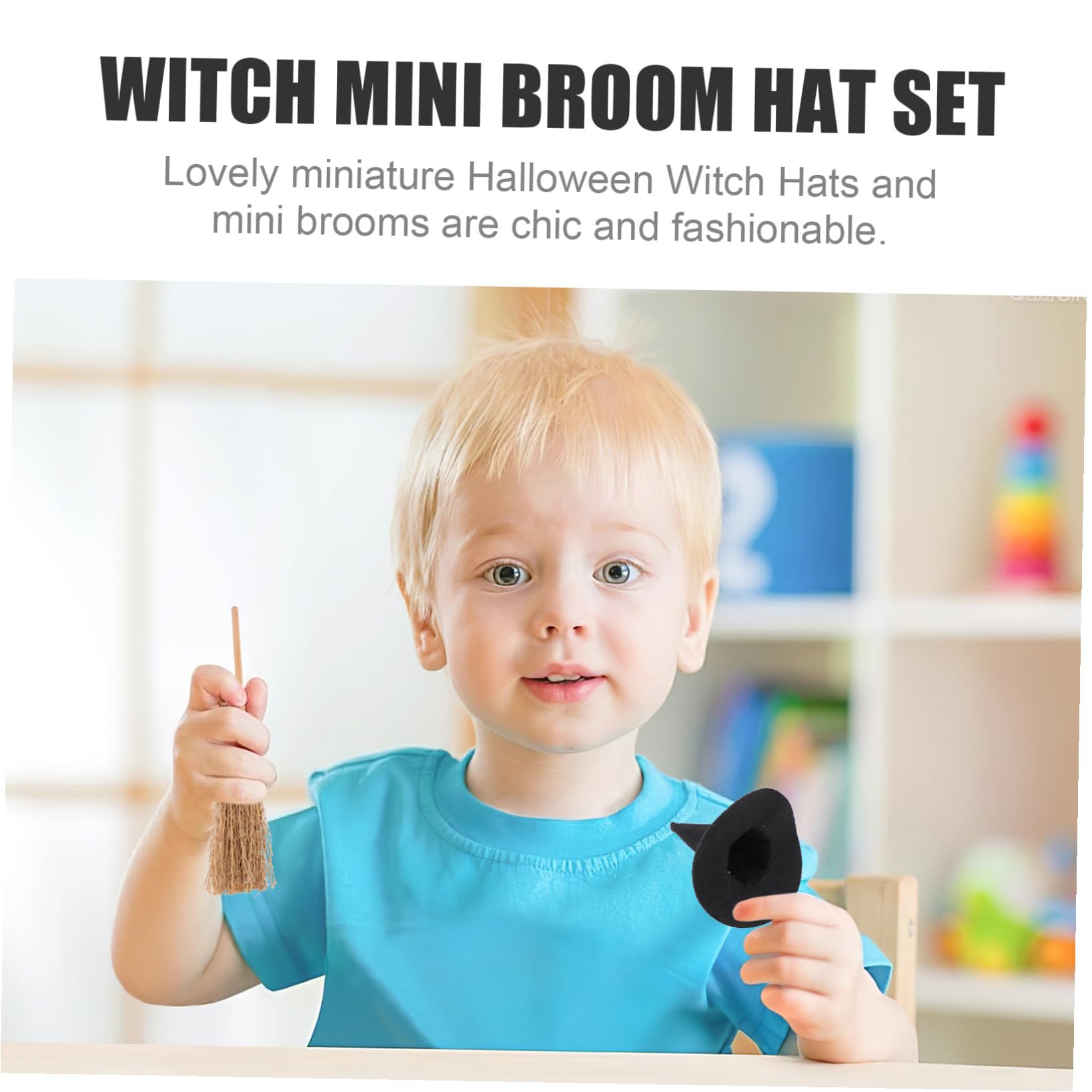 Set da 12 Pezzi Mini Cappelli da Strega e Scope in Feltro e Legno Decorazioni Fai da Te per Halloween Accessori Miniatura per Feste e Decorazioni Bevande