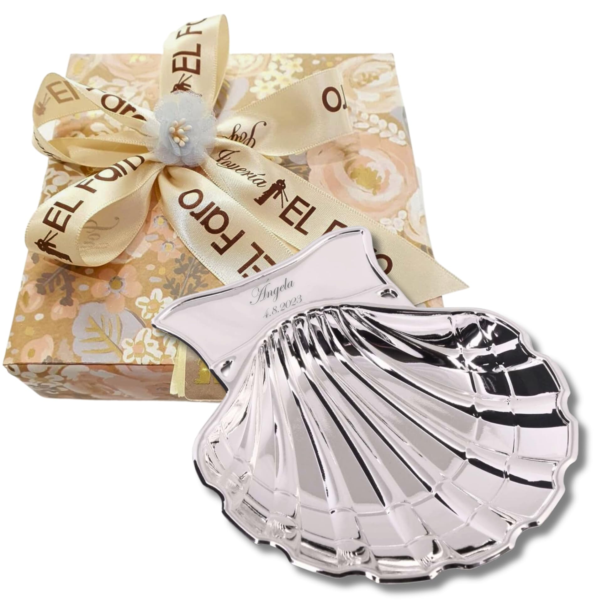 JOYERÍA EL FARO | Concha bautismal | Concha bautismal grabada | Grabado personalizado | Presentación en estuche premium | Un regalo para toda la vida — view 8