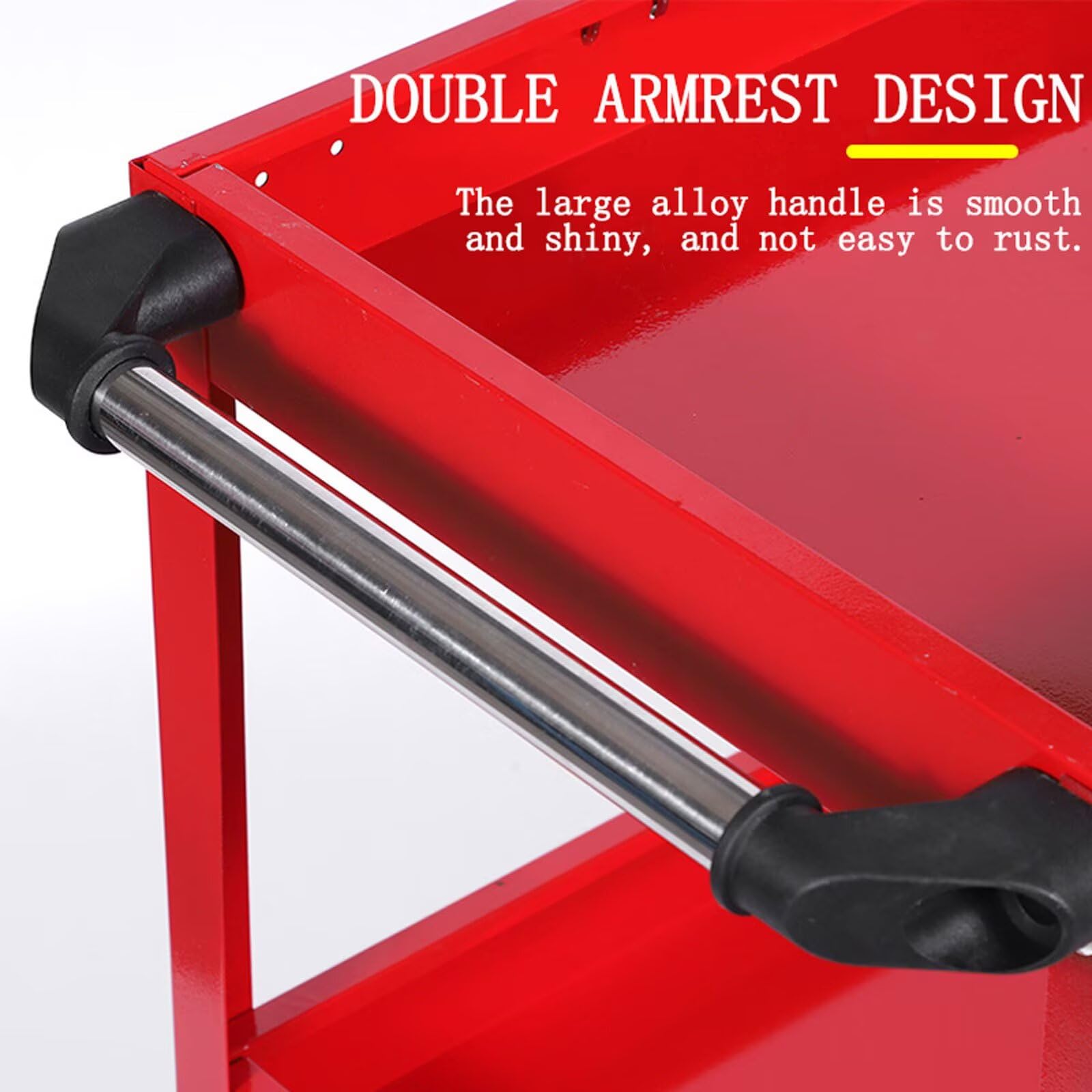 Carrello Portautensili Officina a 3 Ripiani Bordi Alti e 4 Rotelle Girevoli Per Bagno Cucina Camera da letto Soggiorno (28X14X28in) rosso