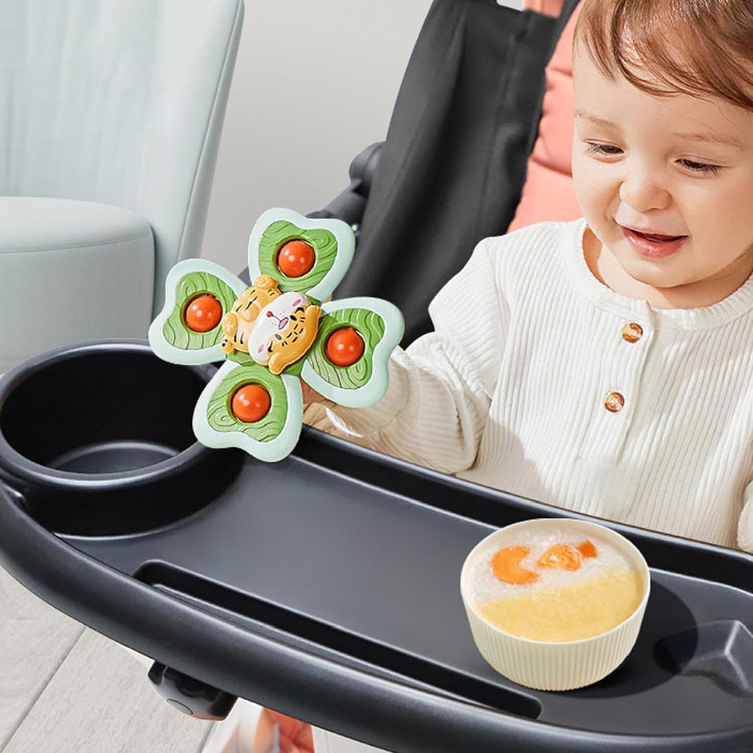 Forhome Plateau à collation 3 en 1 pour poussette, avec plateau à collation et porte-gobelet, rotatif à 360 °, accessoire universel pour poussette