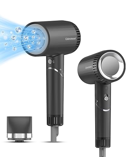 Colorsmoon Secador de pelo, motor de alta velocidad de 110,000 RPM para secado rápido, secador de pelo de bajo ruido con boquilla magnética,
