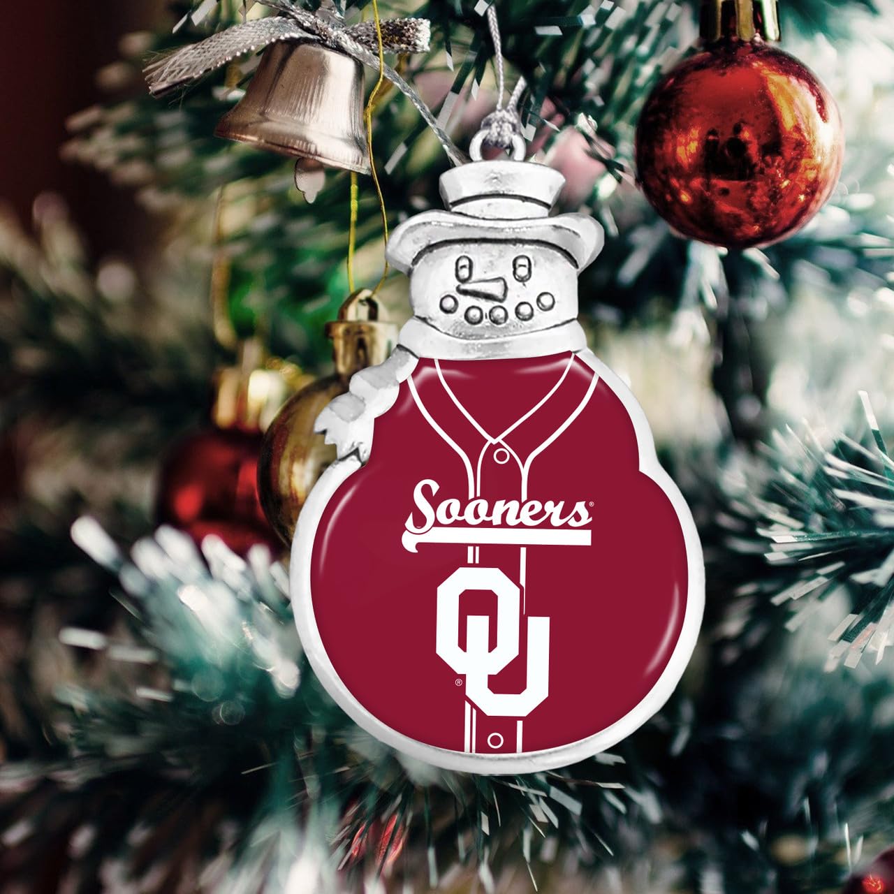 Oklahoma Sooners Snowman Softball Jersey Silver Christmas Ornament Gift OU