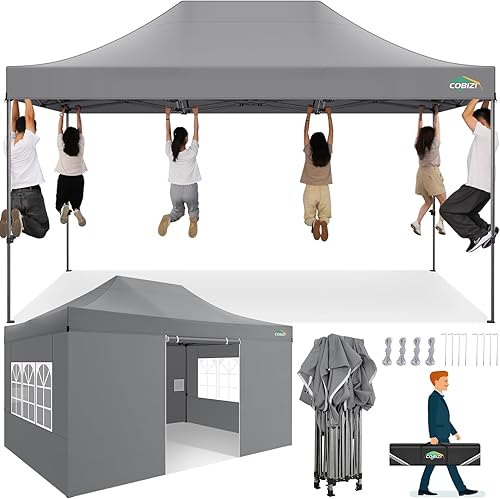 Miniatura 36 de COBIZI Tienda de campaña emergente portátil de 10 x 10 pies con 4 paredes laterales, toldo comercial resistente UPF 50+, toldo impermeable para todo